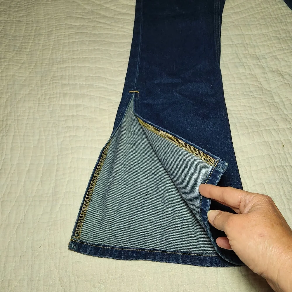 Vtg Tommy Hilfiger Jeans Sz 5 Split Flare Bell Bottom Medium Wash Mid Rise Y2K - Picture 4 of 14